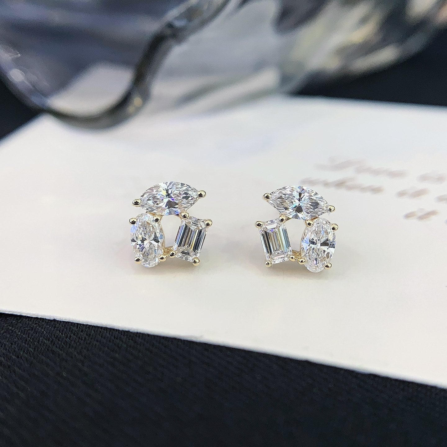 1.05tcw Lab Grown Diamond Three Stone Stud Earring, EF Color, VS Clarity