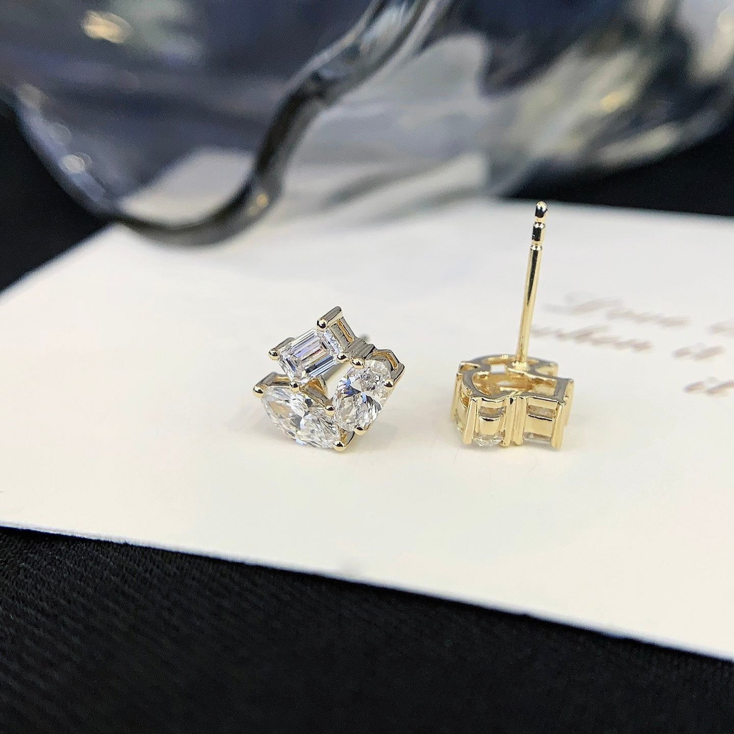 1.05tcw Lab Grown Diamond Three Stone Stud Earring, EF Color, VS Clarity