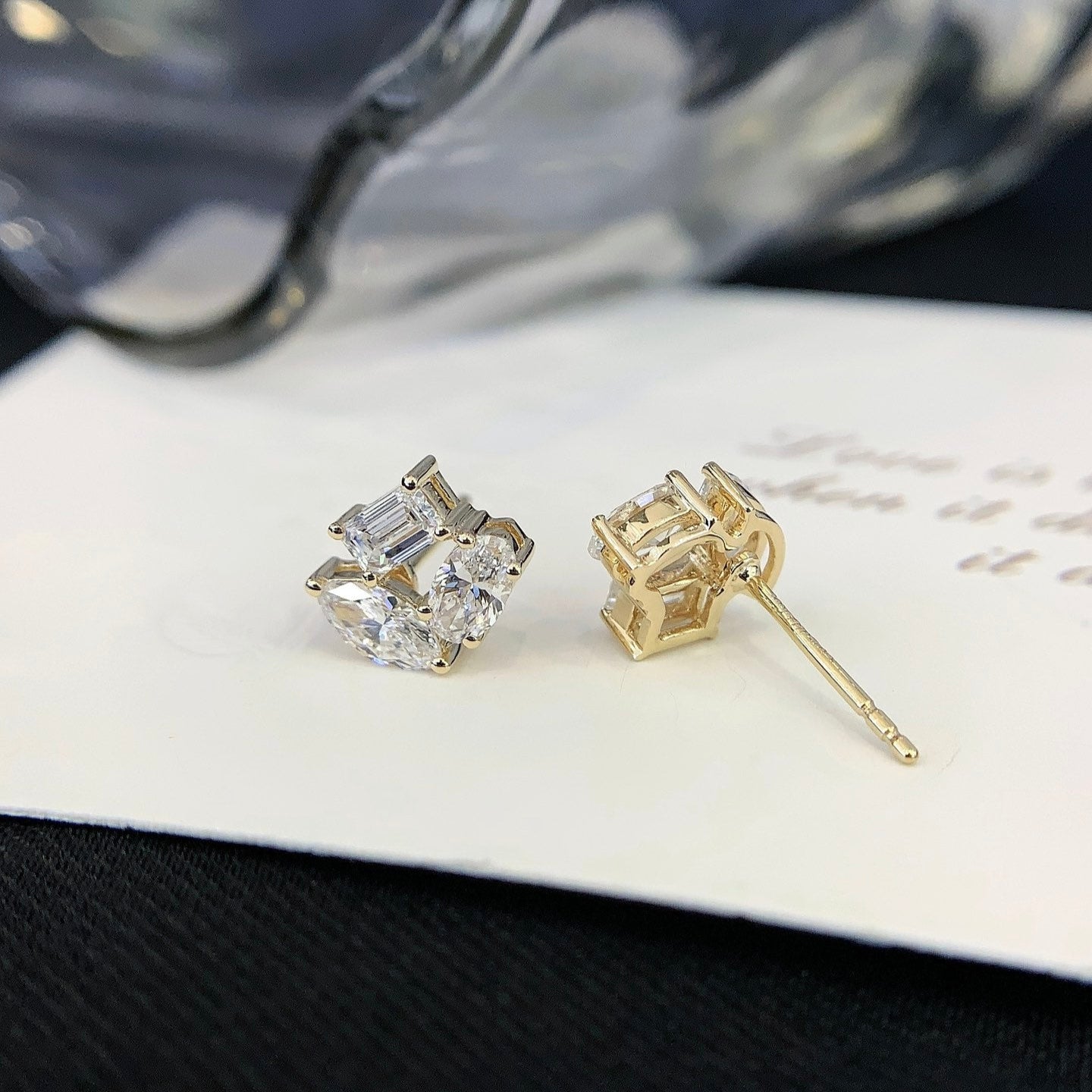 1.05tcw Lab Grown Diamond Three Stone Stud Earring, EF Color, VS Clarity