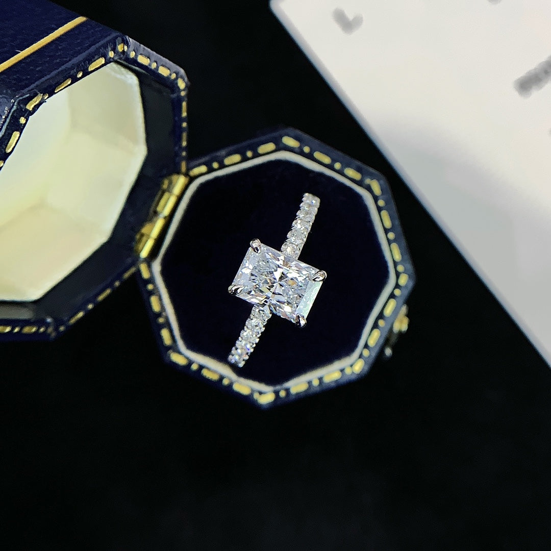 Radiant 1.70tcw Lab Diamond Solitaire Engagement Ring | Pave Band | IGI Certified