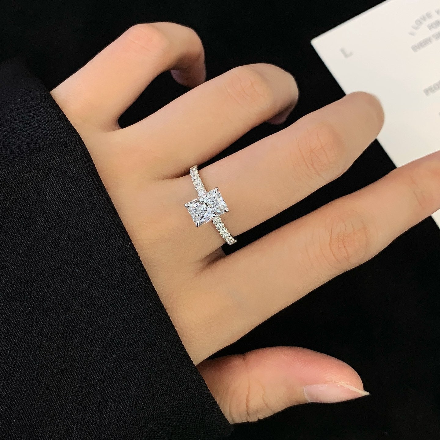 Radiant 1.70tcw Lab Diamond Solitaire Engagement Ring | Pave Band | IGI Certified