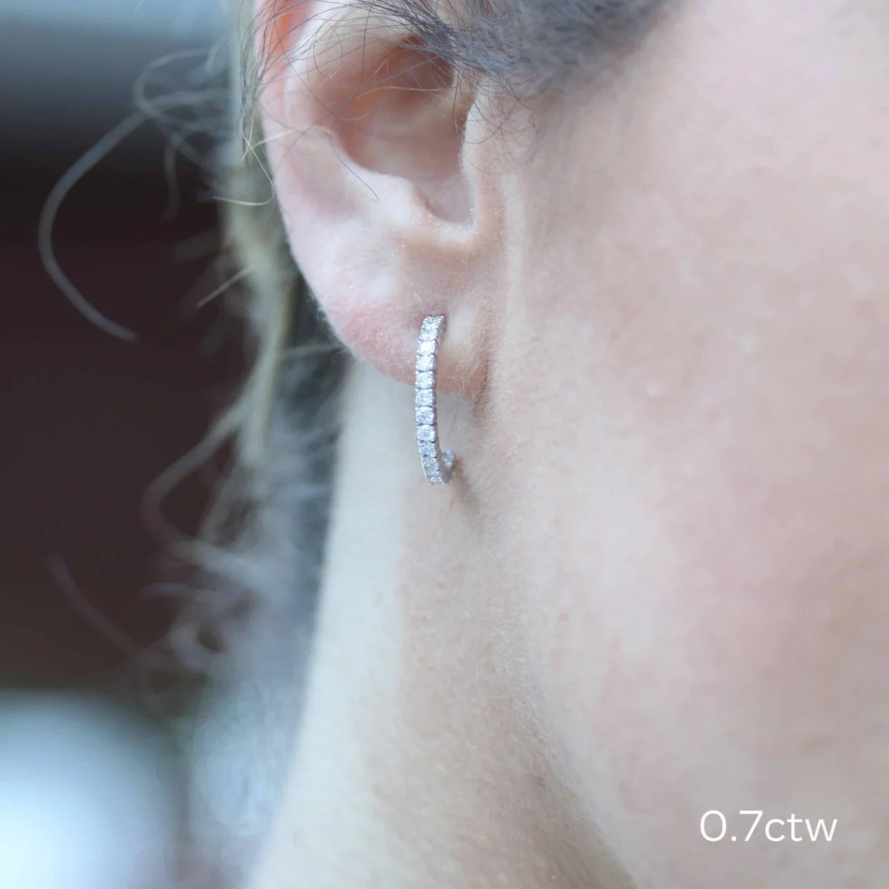 Round Lab Grown Diamond Classic J Hoop Earrings, EF Color, VS Clarity, IGI Certified