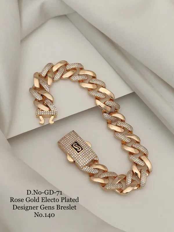 Rose Gold Electo Plated Designer Cuban Bracelet