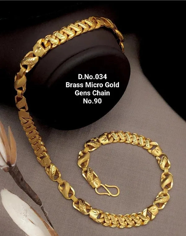 Premium Lotus with Mix cut Pokel Brass Material Micro Gold Chain For Men