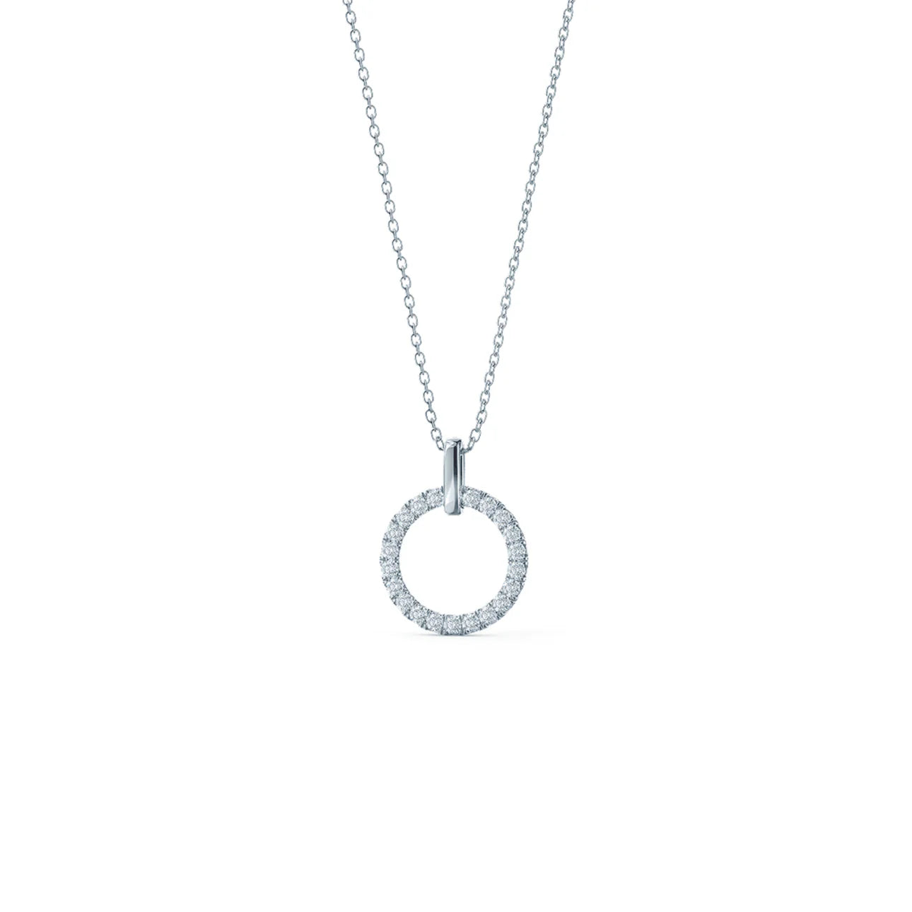Round Lab Grown Diamond Open Circle Pendant Necklace, EF Color, VS Clarity, IGI Certified