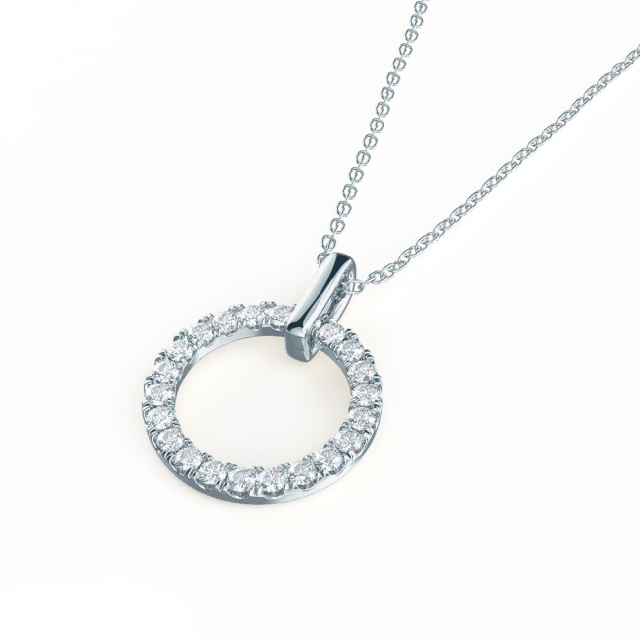 Round Lab Grown Diamond Open Circle Pendant Necklace, EF Color, VS Clarity, IGI Certified