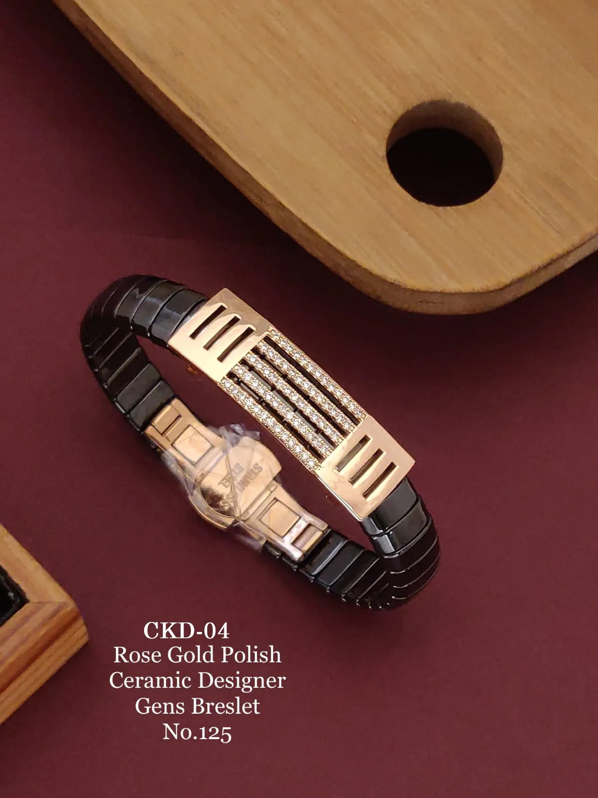 Rose Gold Polish Ceramic A.D Gent's Designer Kada