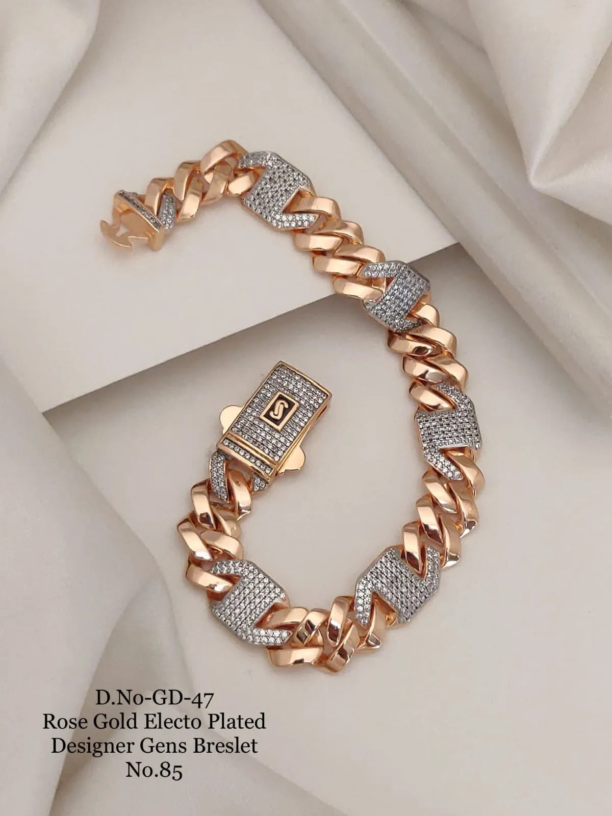 Rose Gold Electo Plated Designer Cuban Bracelet