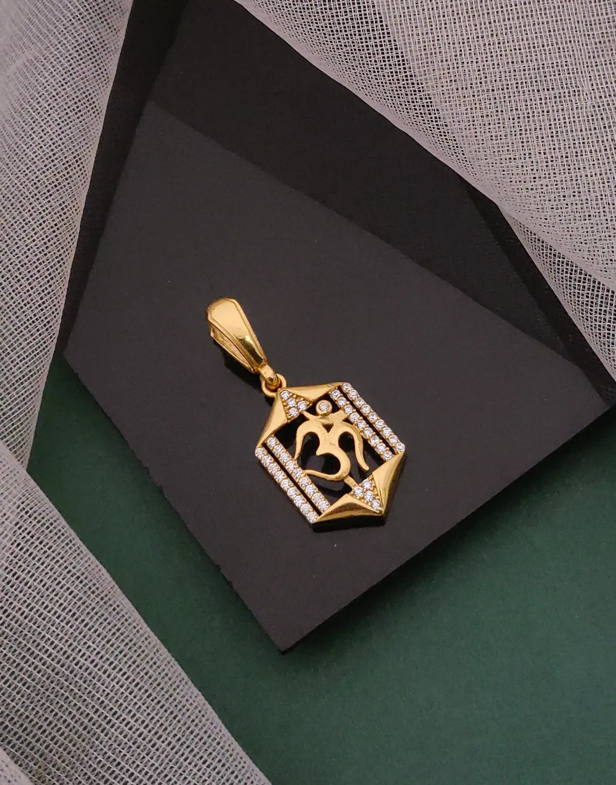 Om Unique shape Pendant with diamond