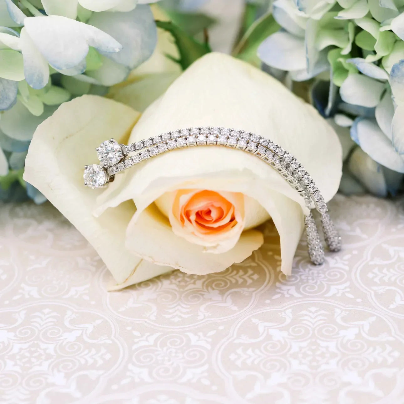 Round Lab Grown Diamond Drop Earring Jackets, EF Color, VS Clarity, IGI Certified