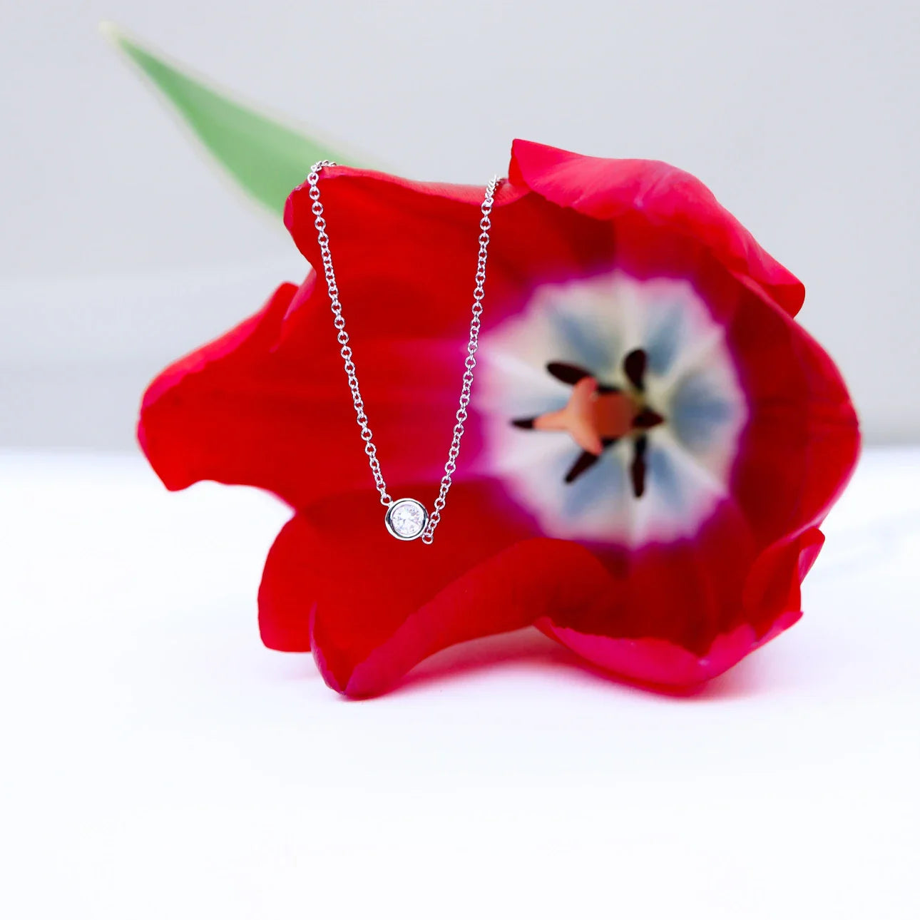 Round Lab Grown Diamond Single Bezel Floating Cosmopolitan Necklace, EF Color, VS Clarity, IGI Certified Necklace