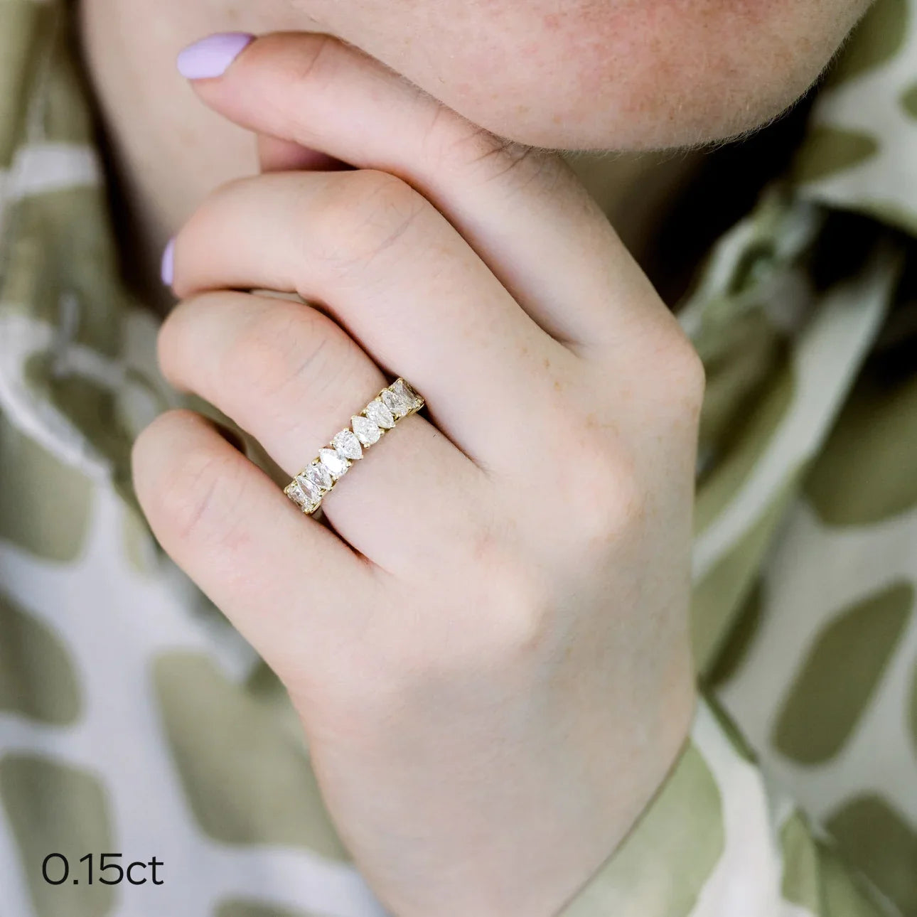 Pear Alternating Eternity Band, EF Color, VS Clarity - IGI Certified Diamond