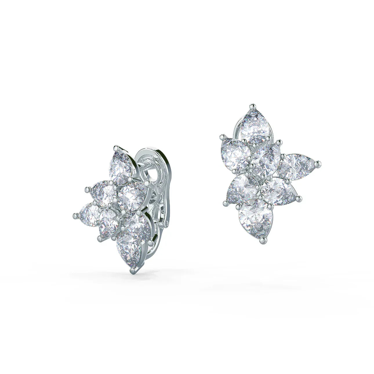 Pear Lab Grown Diamond Cluster Earrings, EF Color, VS Clarity, IGI Certified