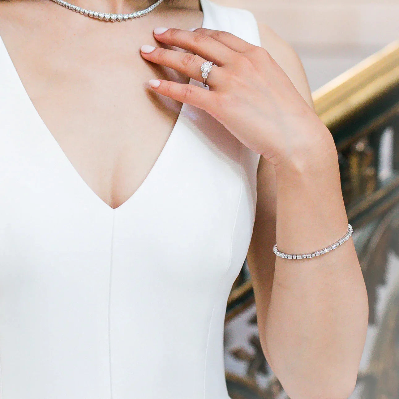 Emerald and Round Lab Grown Diamond Tennis Bracelet, EF Color, VS Clarity, IGI Certified