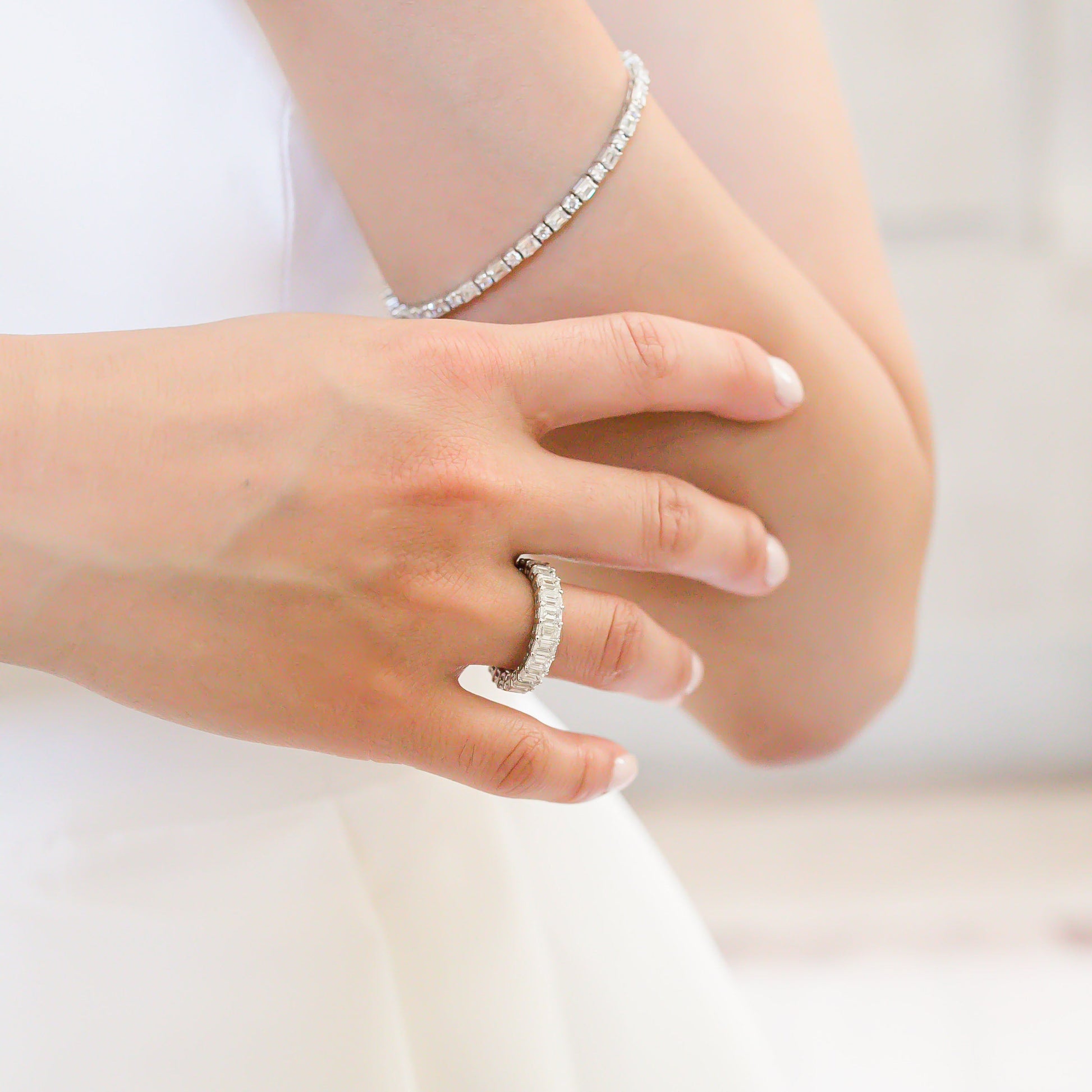 Emerald Lab Grown Diamond Eternity Band | EF Color, VS Clarity | IGI Certified | 5–6tcw | 14k/18k Gold | Ethical Wedding Band