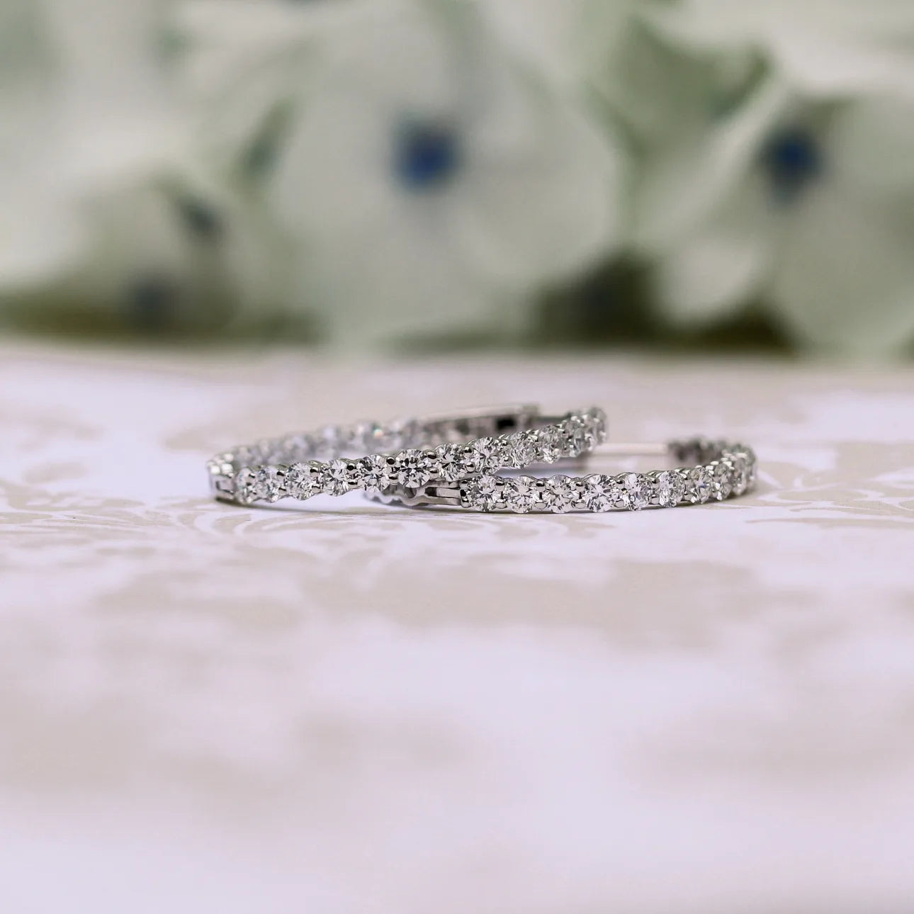 Round Lab Grown Diamond Inside Out Hoop Earrings, EF Color, VS Clarity,  IGI Certified