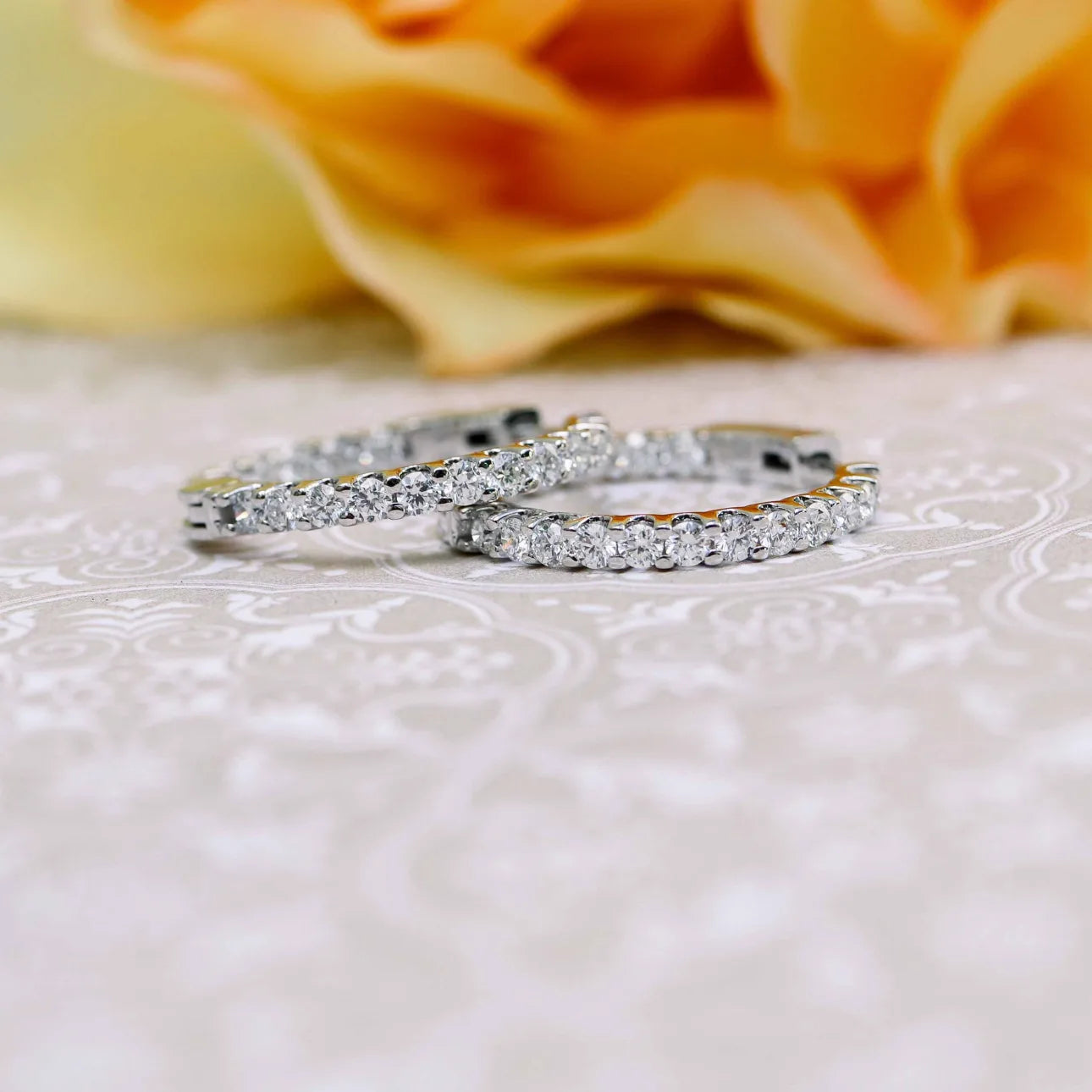 Round Lab Grown Diamond French U Hoop Earring, EF Color, VS Clarity, IGI Certified