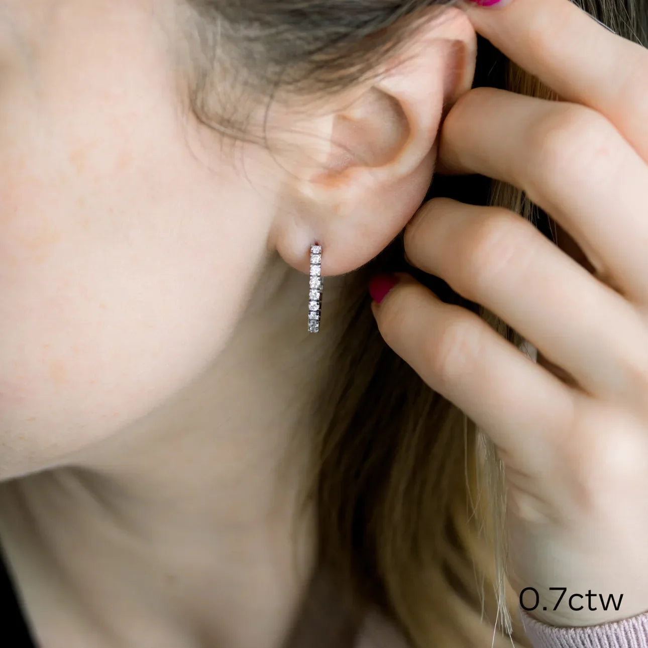 Round Lab Grown Diamond Classic J Hoop Earrings, EF Color, VS Clarity, IGI Certified