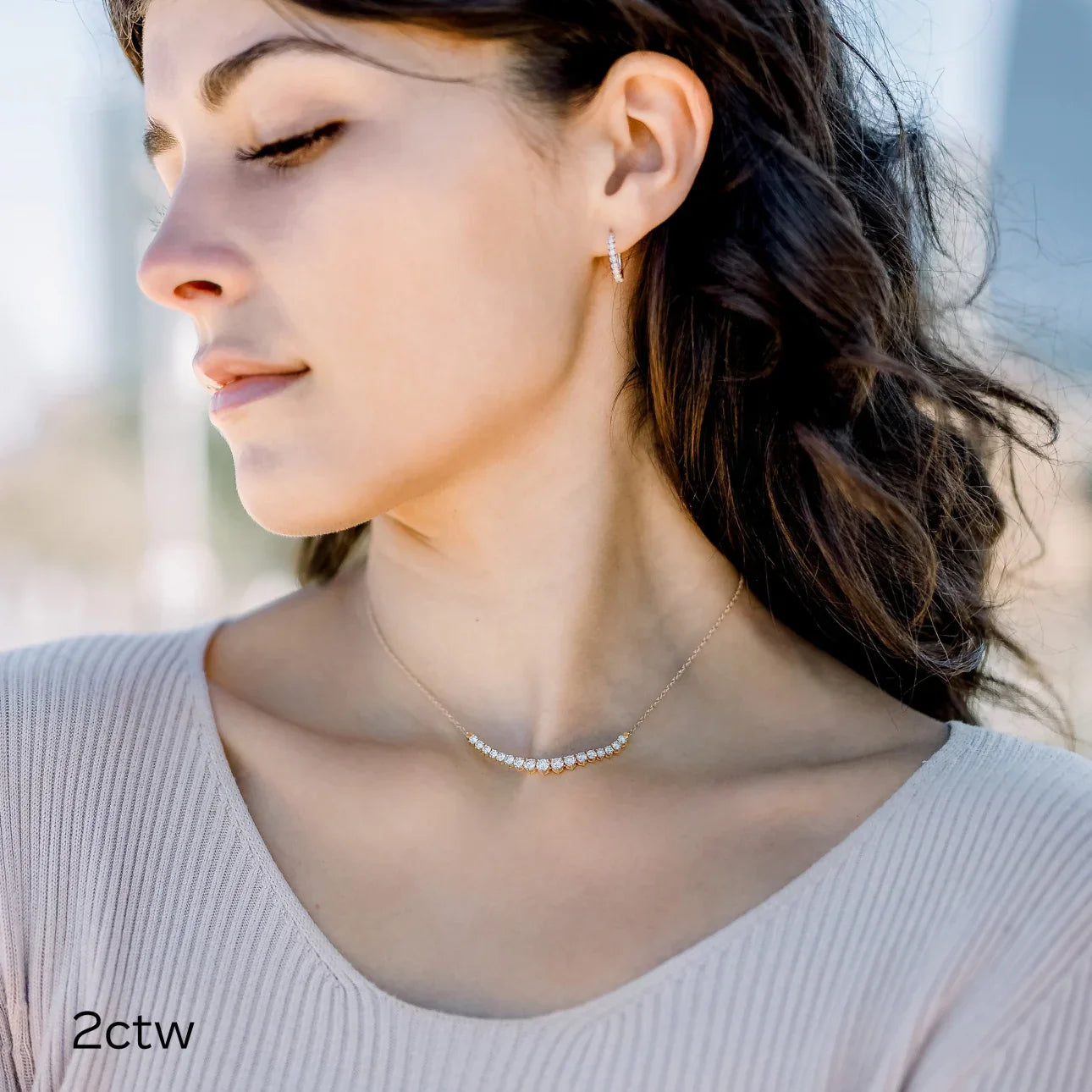 Round Lab Grown Diamond Mini Riviera Choker, EF Color, VS Clarity, IGI Certified