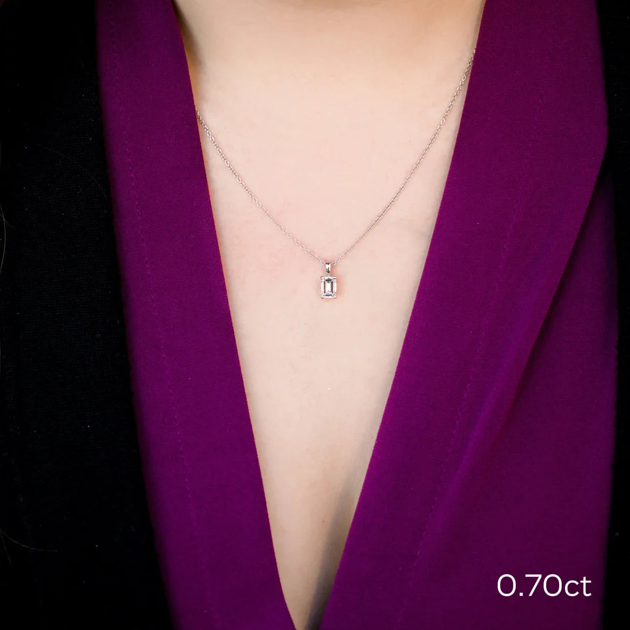 Emerald Lab Grown Diamond Classic Pendant With Chain, EF Color, VS Clarity, IGI Certified