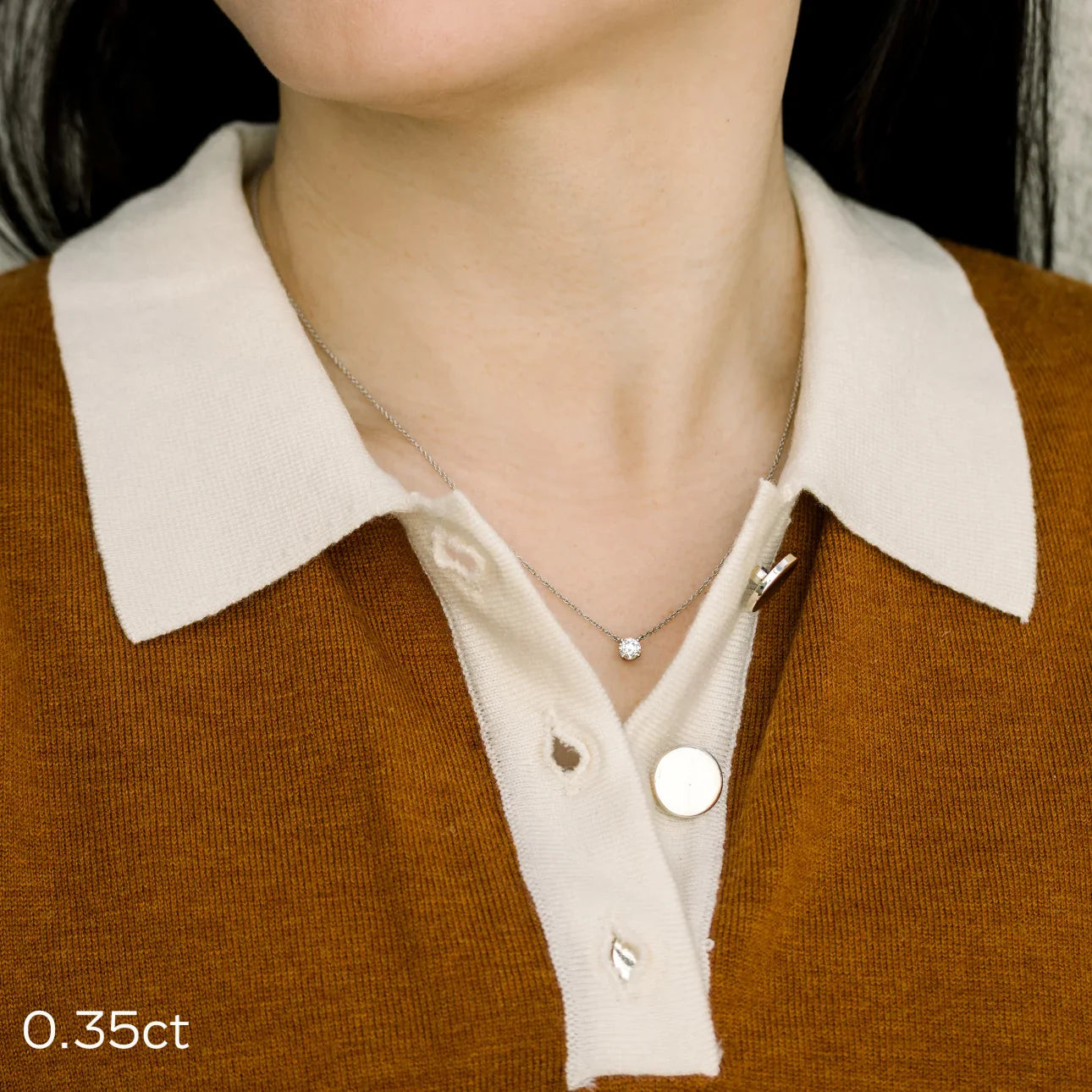 Floating Round Lab Grown Diamond Pendant With Chain, EF Color, VS Clarity, IGI Certified