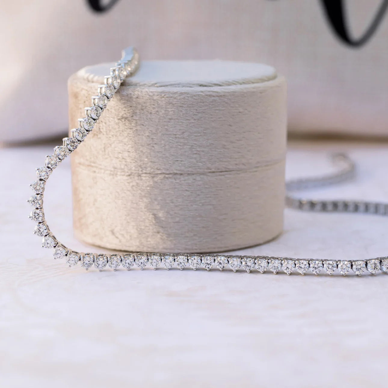 Round Lab Grown Diamond Tennis Necklace, EF Color, VS Clarity, IGI Certified