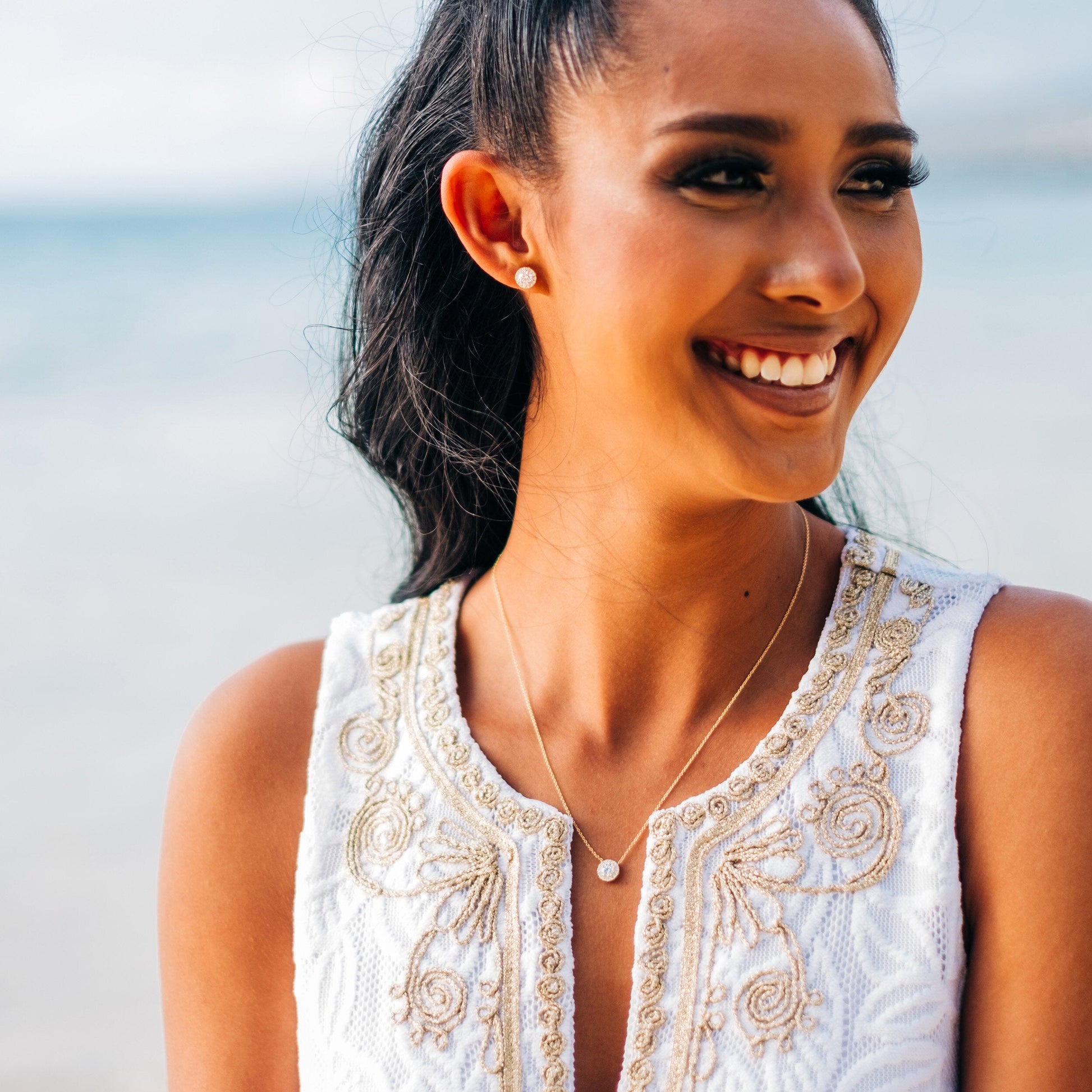 Heavenly single halo Round Lab grown Diamond Stud Earrings, EF Color, VS Clarity, IGI Certified