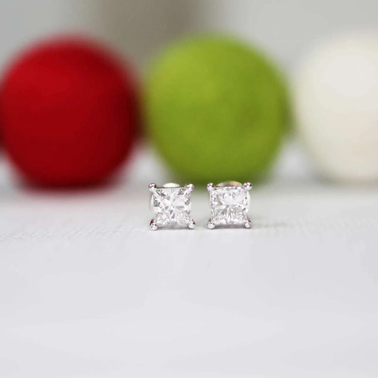 PRINCESS CUT STUD EARRINGS
