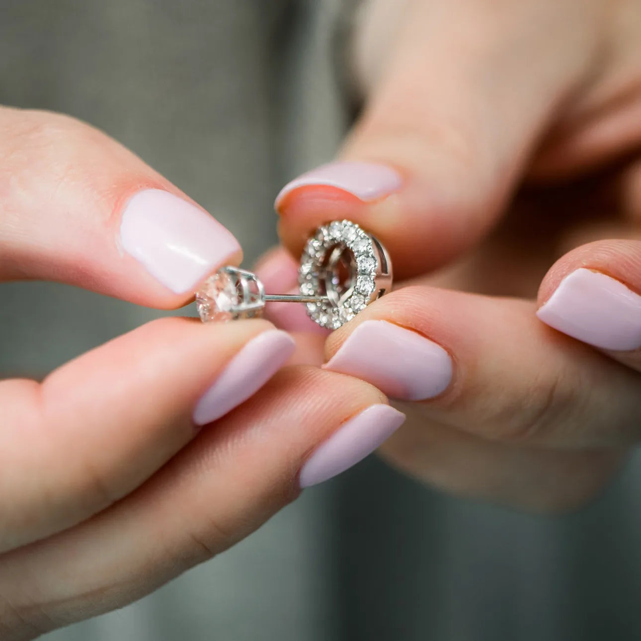 Round Lab Grown Heavenly Halo Earring Jackets, EF Color, VS Clarity, IGI Certified