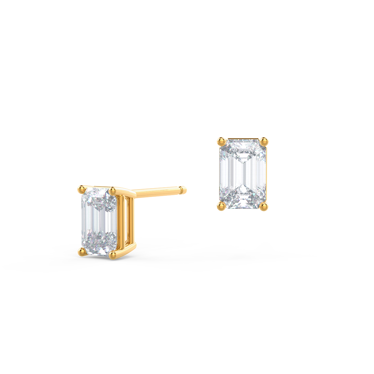 Emerald Cut Lab Grown Diamond Stud Earrings, EF Color, VS Clarity, IGI Certified