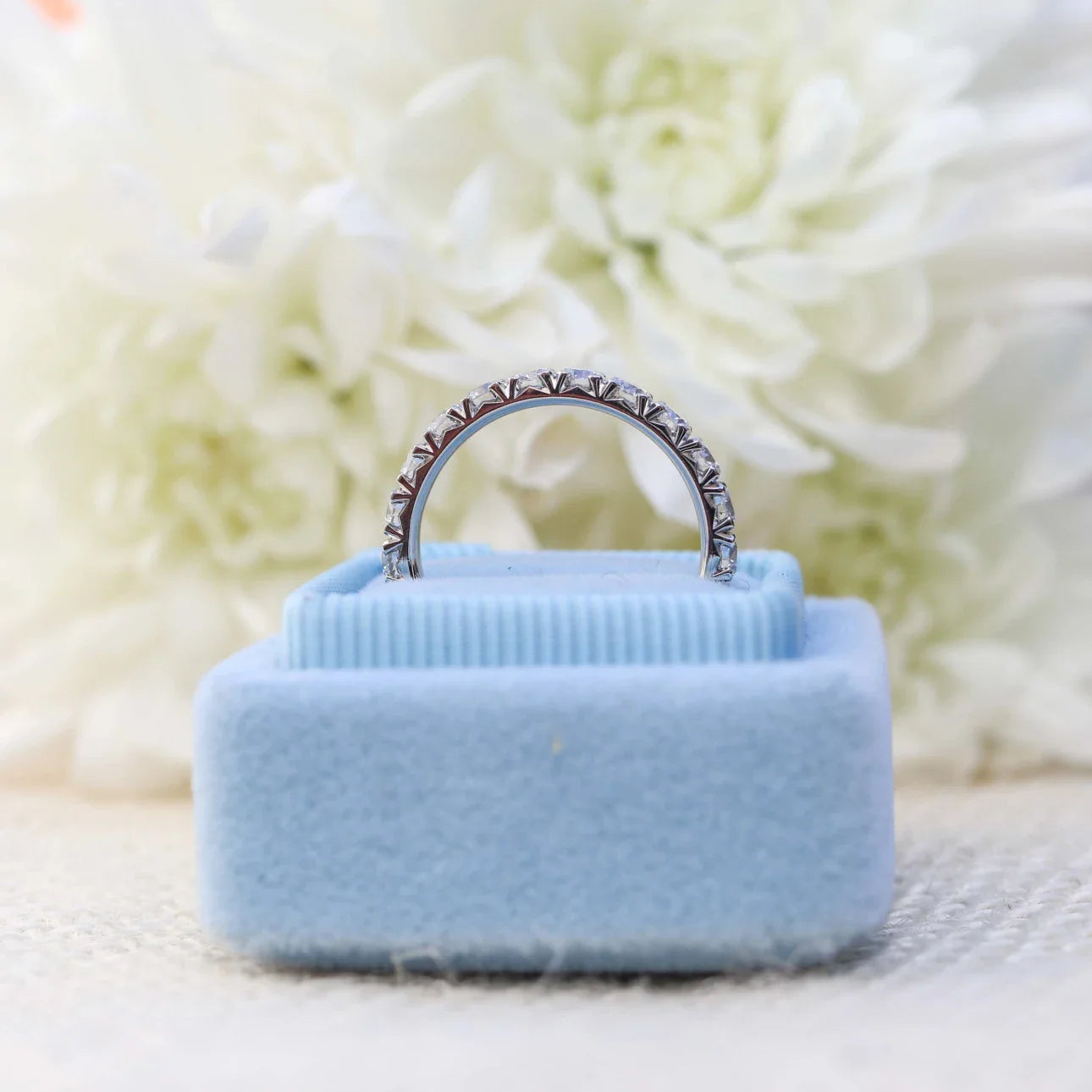 Round Lab Grown Diamond , French Pave Eternity Band , EF Color , VS Clarity , IGI Certificate