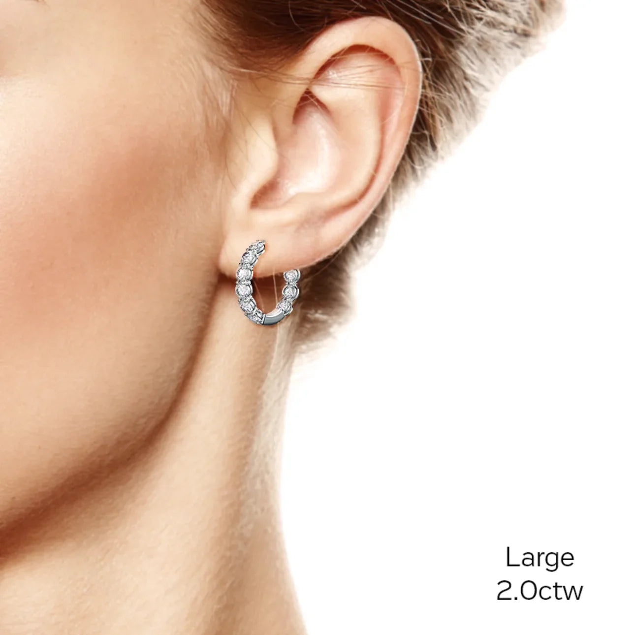 Round Lab Grown Diamond Prong - Set Huggie Hoop Earrings, EF Color, VS Clarity, IGI Certified