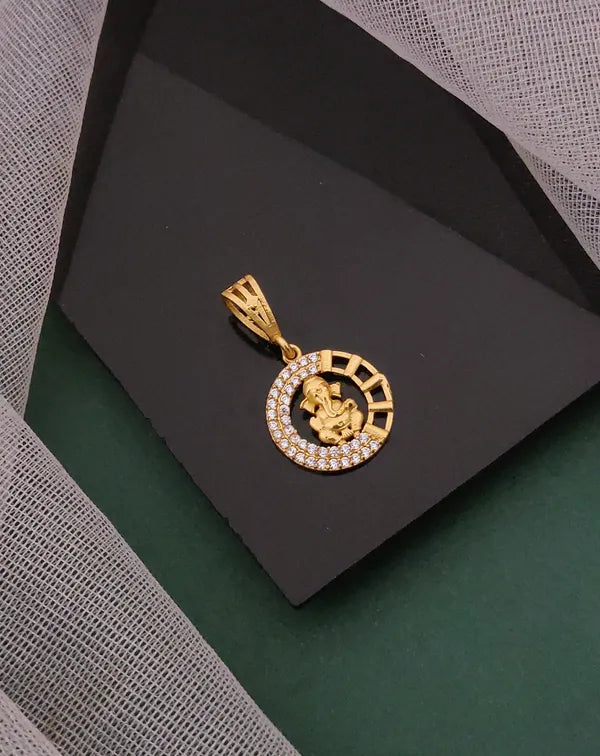 Designer Round diamond frame with ganesha Pendant