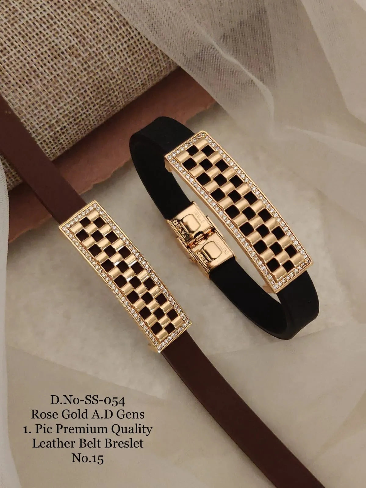 Rose Gold A.D. Gent's Premium Quality Leather Belt Bracelet
