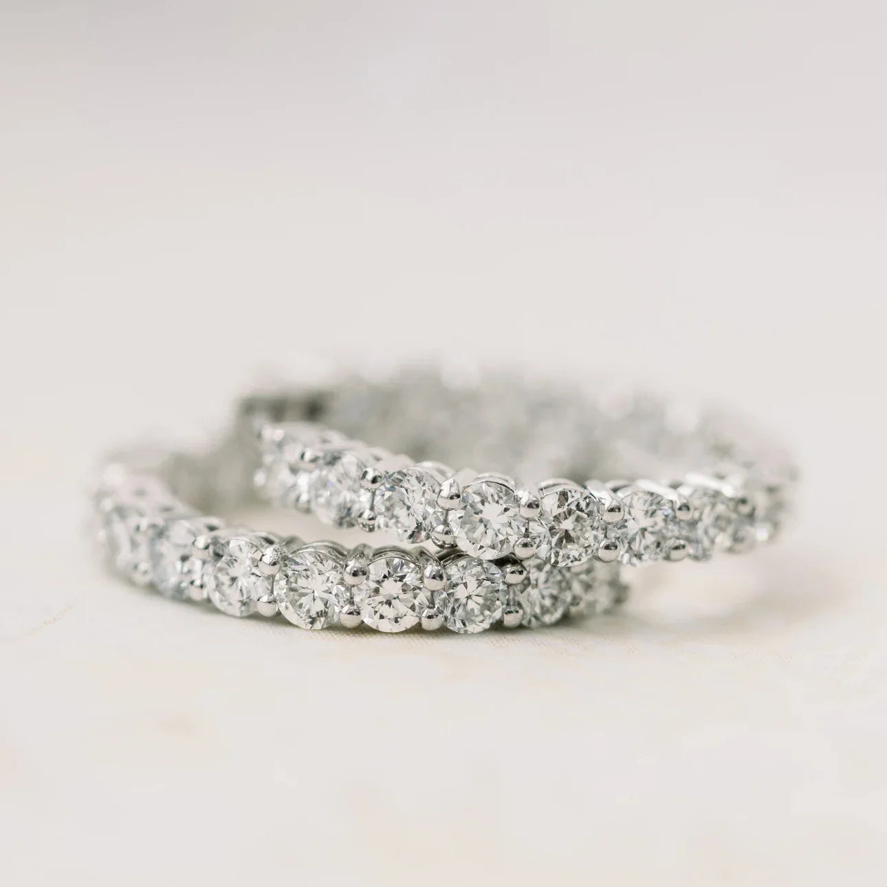 Round Lab Grown Diamond Prong - Set Huggie Hoop Earrings, EF Color, VS Clarity, IGI Certified