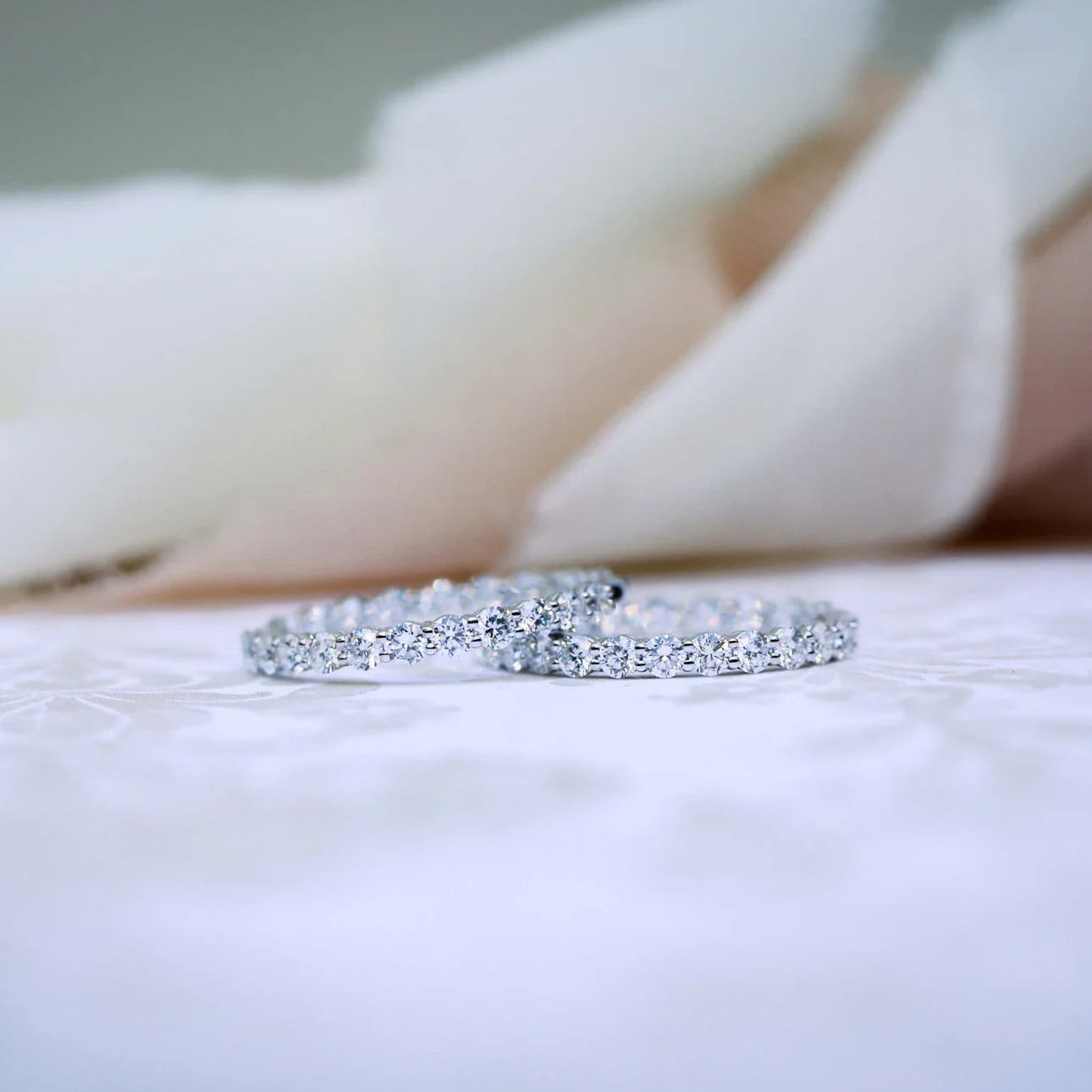 Round Lab Grown Diamond Inside Out Hoop Earrings, EF Color, VS Clarity,  IGI Certified