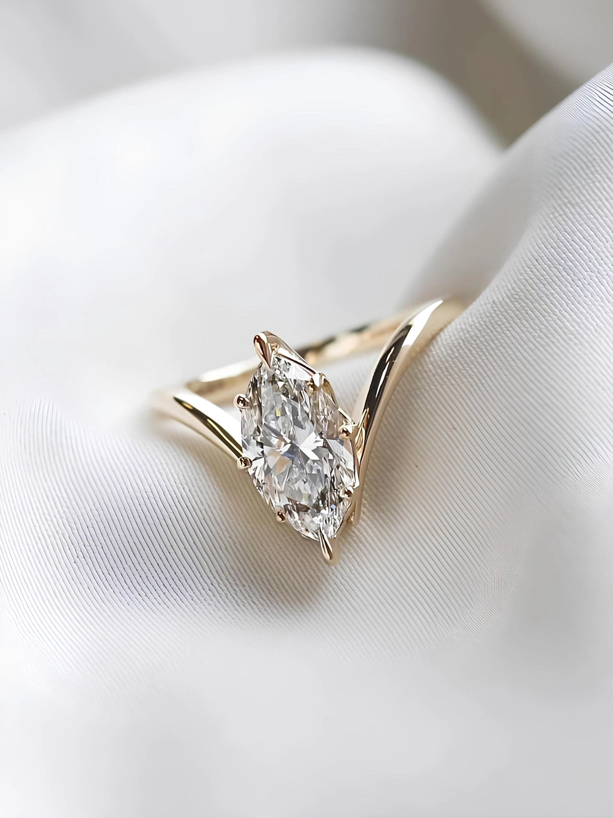 Common :: E color VS Marquise lab grown diamond engagement ring by Unii Jewels