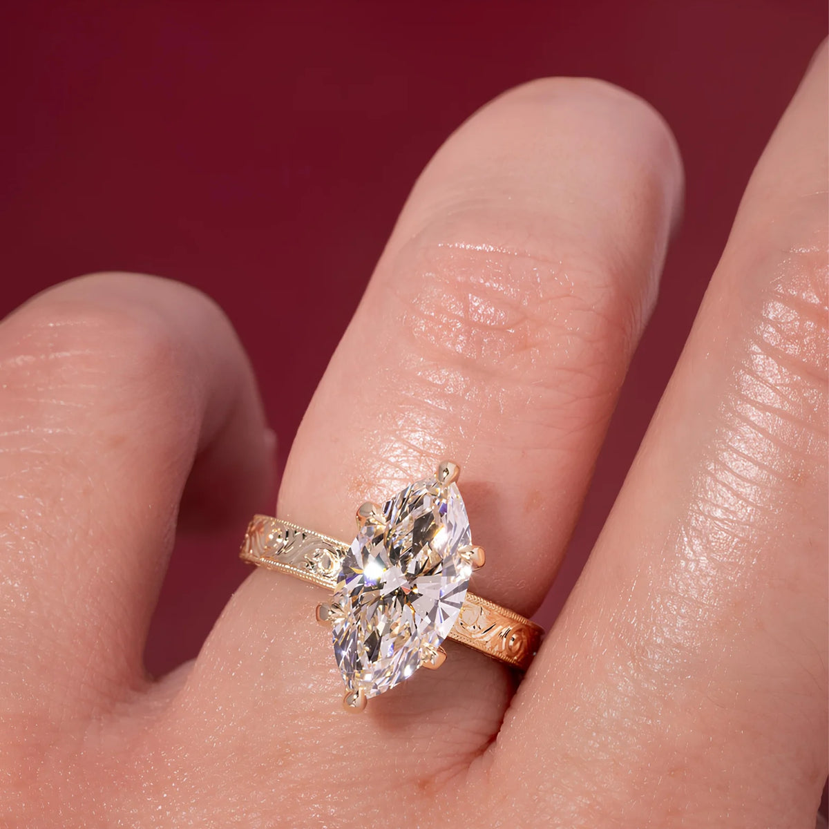 Common :: Elegant marquise solitaire ring for engagements, weddings, and anniversaries.