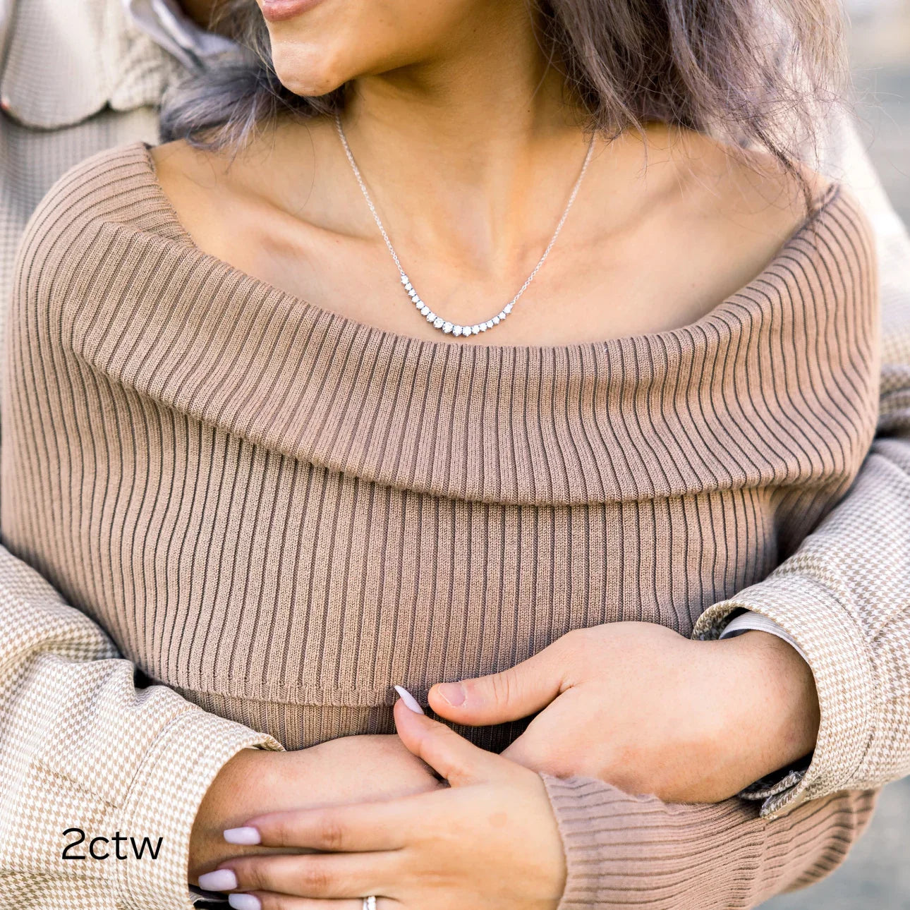 Round Lab Grown Diamond Mini Riviera Choker, EF Color, VS Clarity, IGI Certified