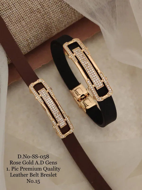 Rose Gold A.D. Gent's Premium Quality Leather Belt Bracelet