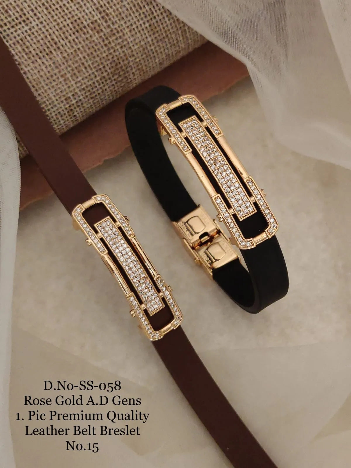 Rose Gold A.D. Gent's Premium Quality Leather Belt Bracelet