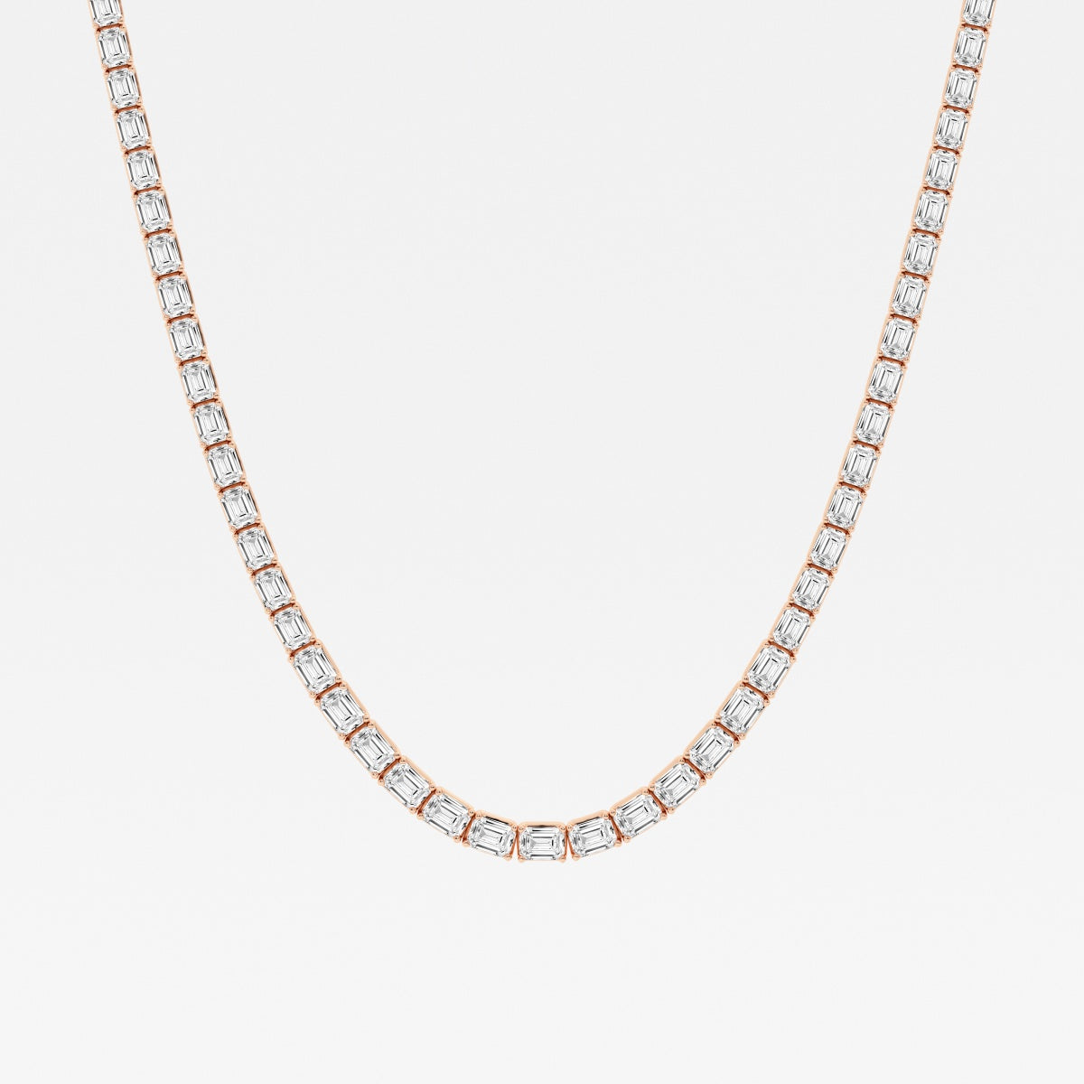 Emerald Lab Grown Diamond Graduated Tennis Necklace, EF Color, VS Clarity, IGI Certified