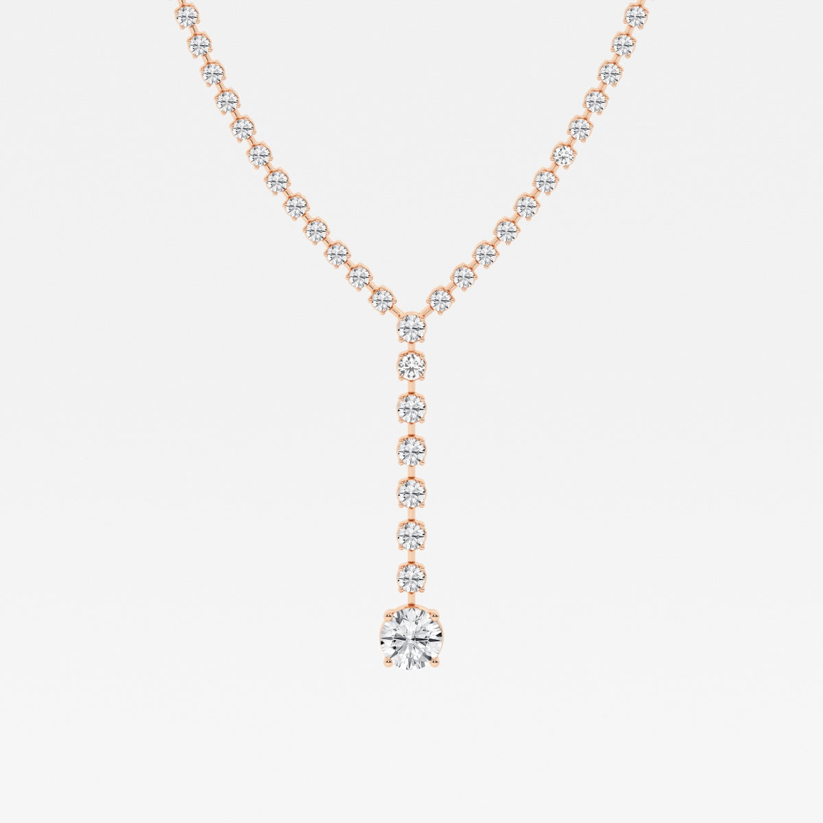 Round Lab Grown Diamond Lariat Tennis Necklace, EF Color, VS Clarity, IGI Certified