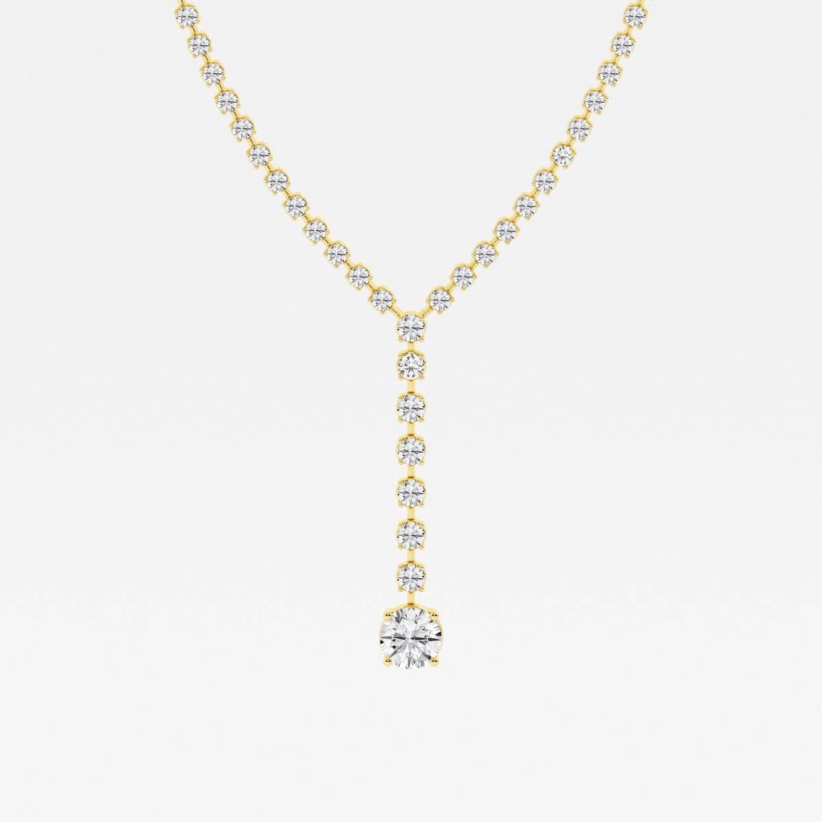 Round Lab Grown Diamond Lariat Tennis Necklace, EF Color, VS Clarity, IGI Certified