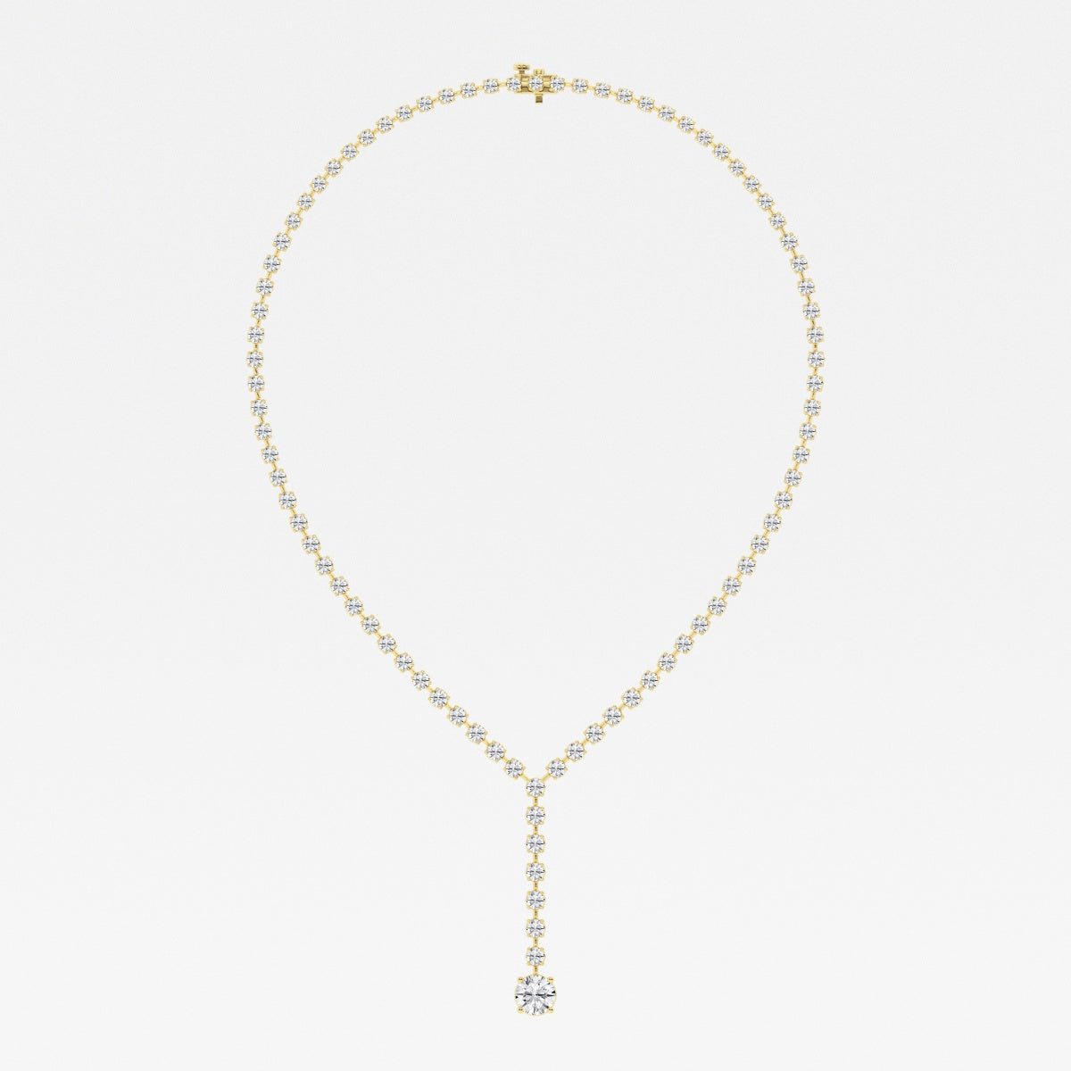 Round Lab Grown Diamond Lariat Tennis Necklace, EF Color, VS Clarity, IGI Certified