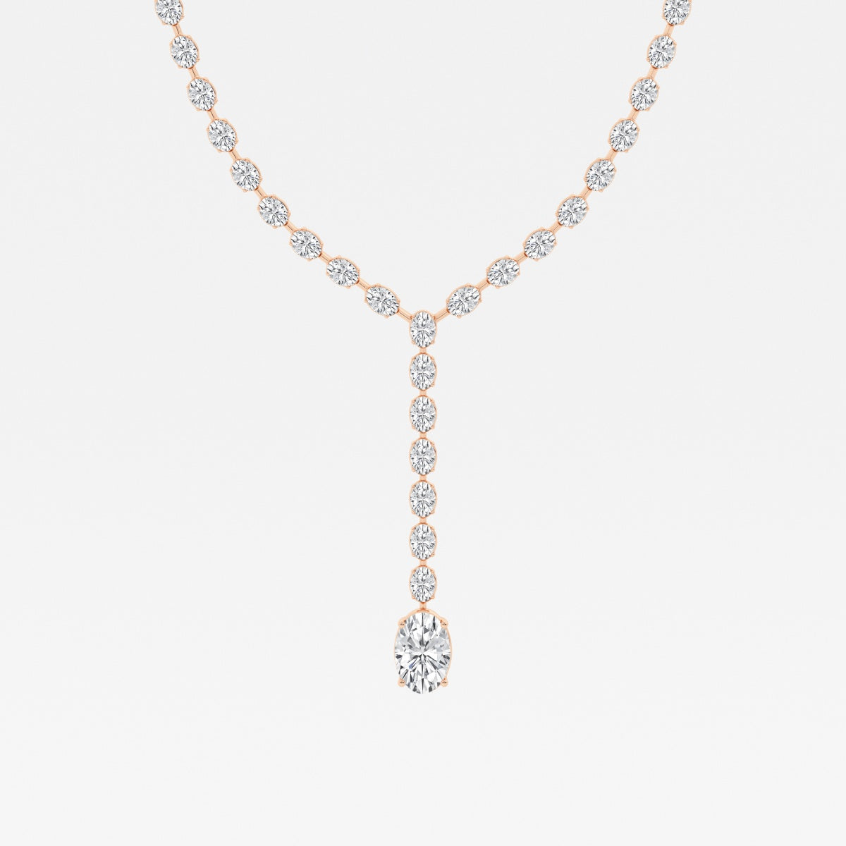 Oval Lab Grown Diamond Tennis Necklace, EF Color, VS Clarity - IGI Certificate