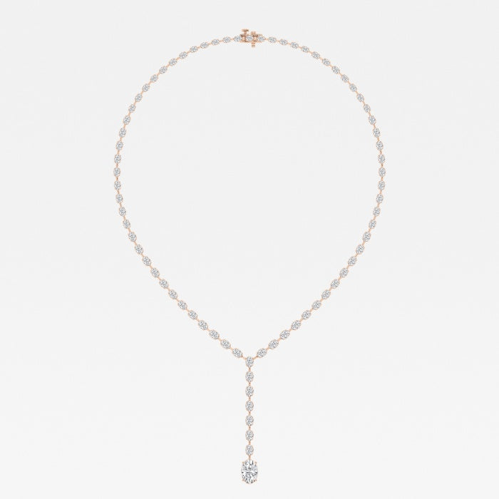 Oval Lab Grown Diamond Tennis Necklace, EF Color, VS Clarity - IGI Certificate