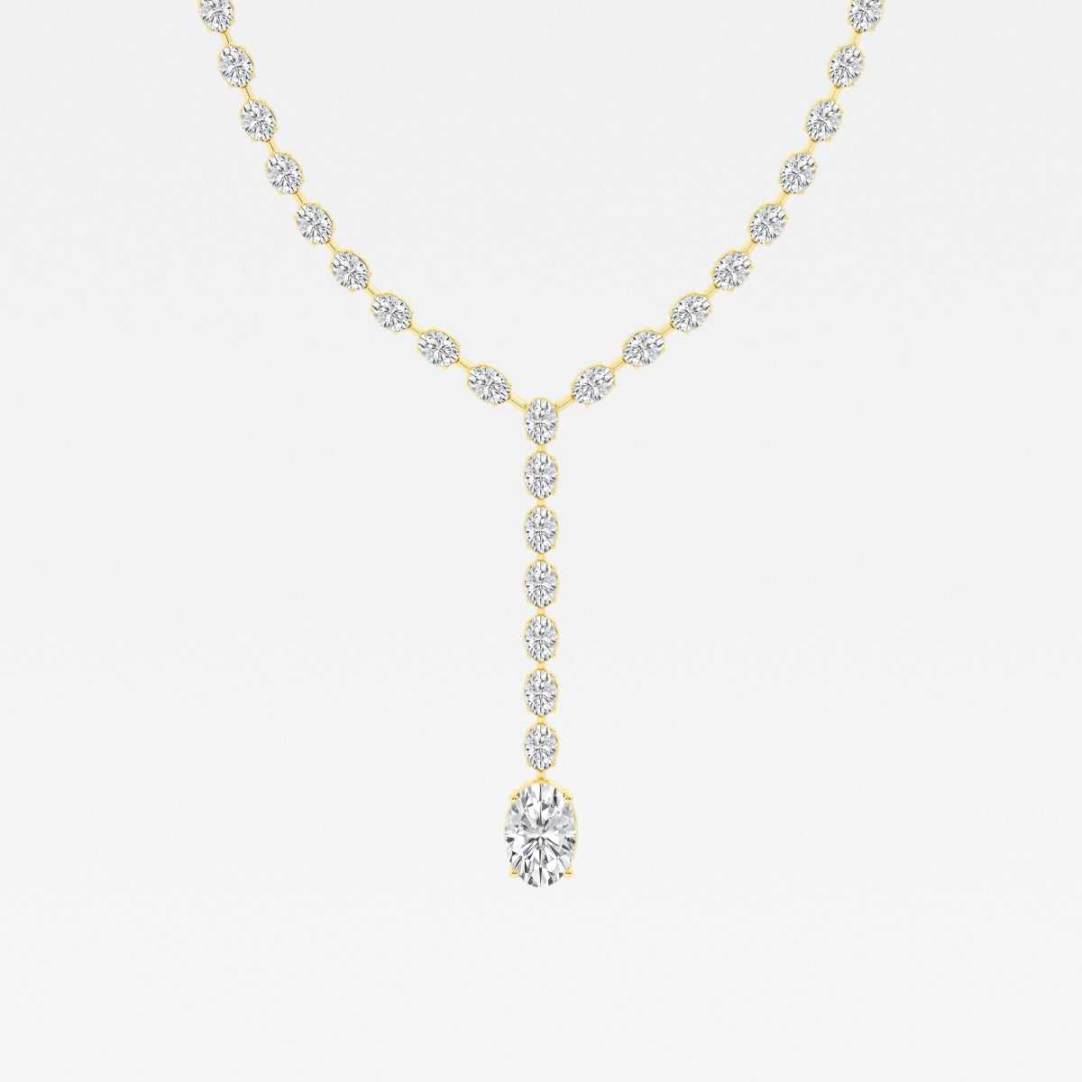 Oval Lab Grown Diamond Tennis Necklace, EF Color, VS Clarity - IGI Certificate