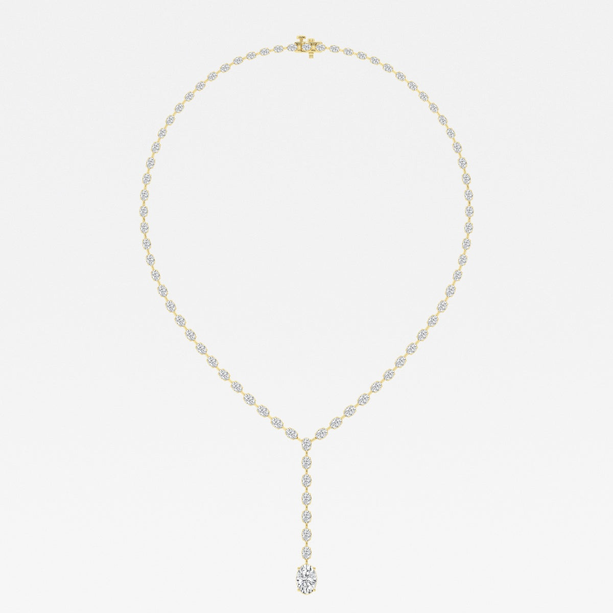 Oval Lab Grown Diamond Tennis Necklace, EF Color, VS Clarity - IGI Certificate