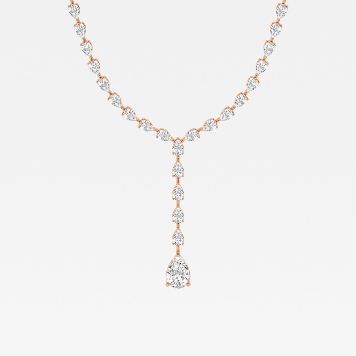 Pear Lab Grown Diamond Lariat Tennis Necklace, EF Color, VS Clarity, IGI Certified